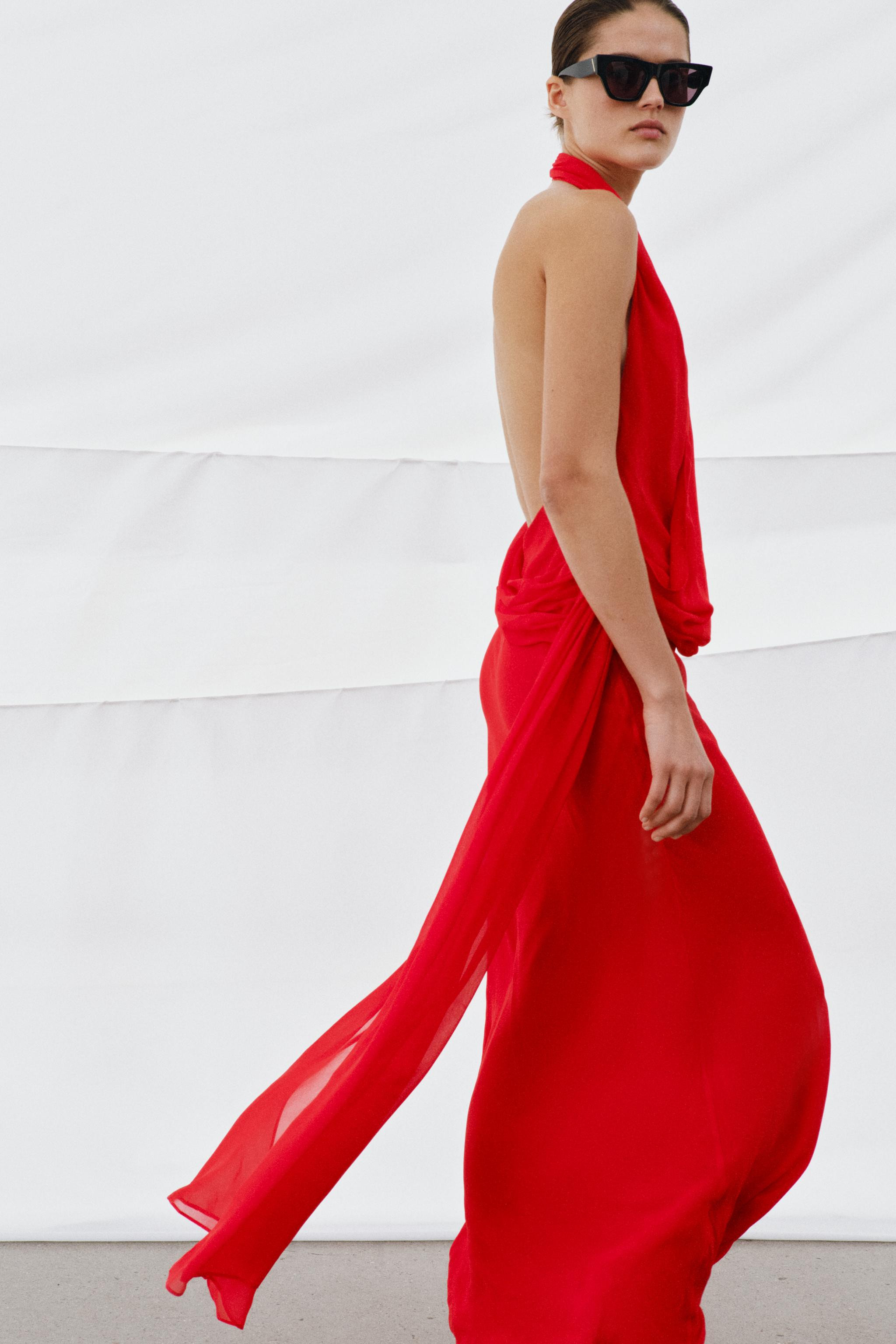 HALTER DRESS 100% VISCOSE FLOWY NECKLINE | Zara US