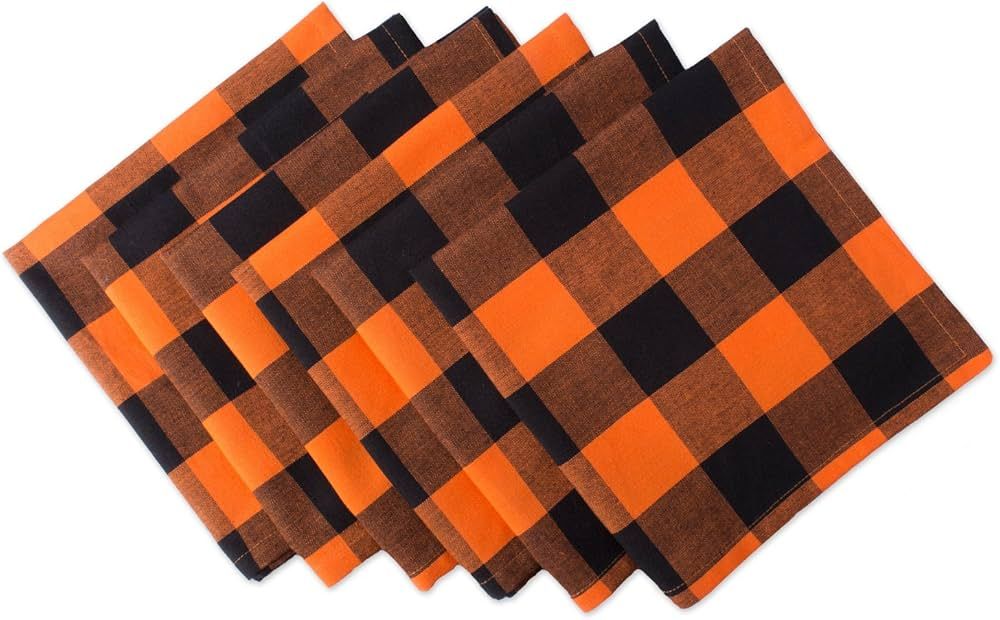 DII Buffalo Check Collection, Classic Farmhouse Tabletop Set, Napkin Set, 20x20, Orange & Black, ... | Amazon (US)