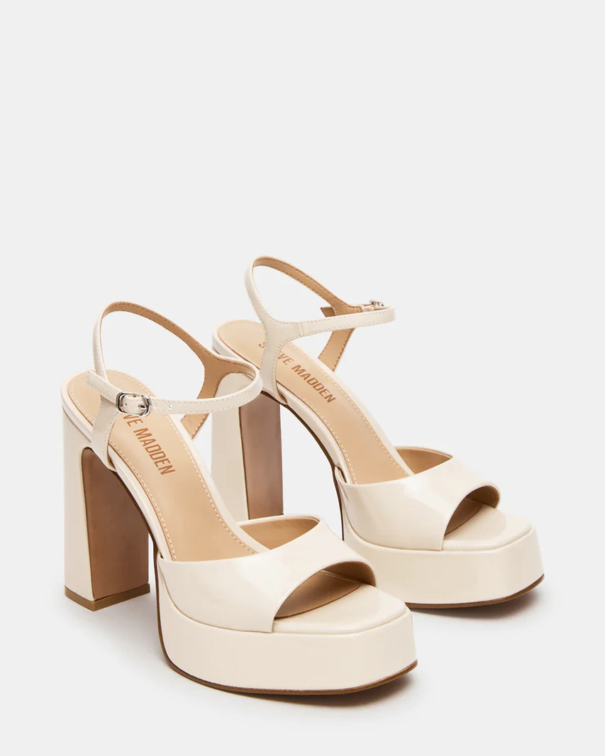 LINADRA Bone Patent Platform Square-Toe Strappy Women's Heel | Steve Madden (US)