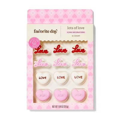 Valentine's Love 2D Red Pink & White Icing Decorations - 12ct/1.04oz - Favorite Day™ | Target