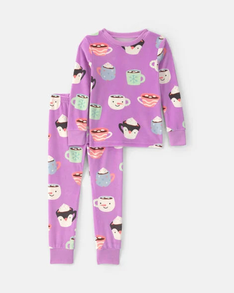 Toddler Girl 2-Piece Hot Cocoa DreamPlush Snug Fit Pajama Set - Purple | Carter's Inc