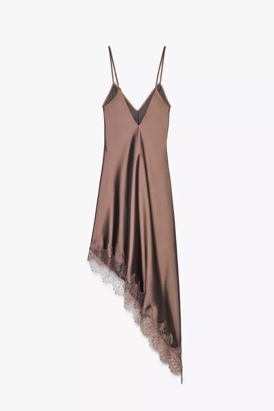 SATIN EFFECT LACE DRESS | Zara US