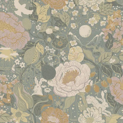 Harrell Rabbits and Rosehips 33' L x 20.9" W Wallpaper Roll | Wayfair North America