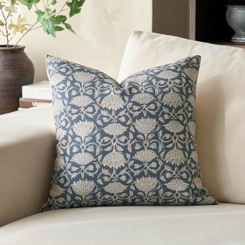 DOMVITUS Floral Pillow Covers 18x18 Decorative Throw Pillow Covers Floral Block Print Farmhouse V... | Amazon (US)