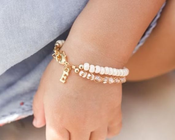 baby bracelet for girls-cream bracelet-first birthday gift-baby bracelet personalized-baby jewelr... | Etsy (US)