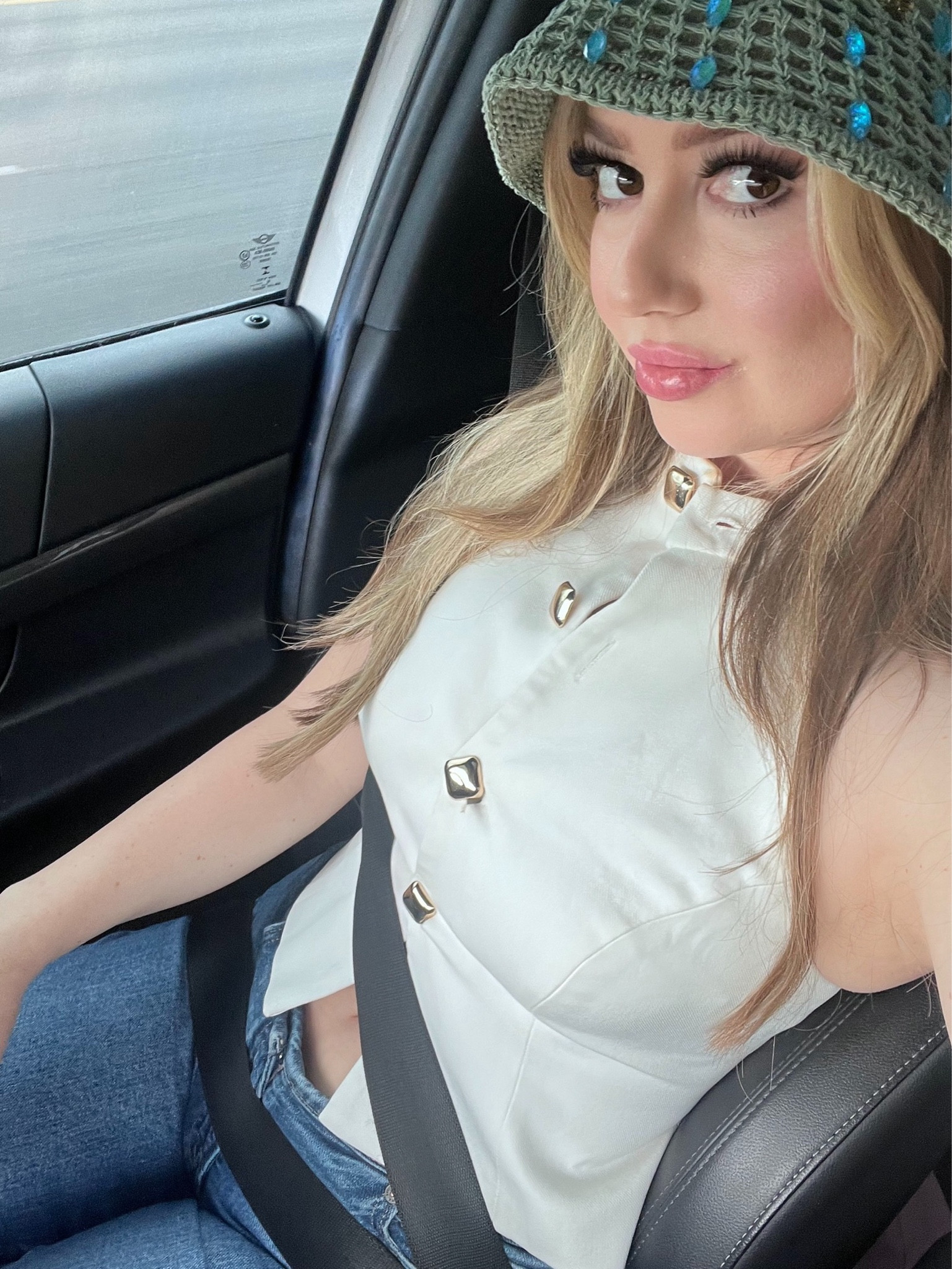 This gem stone bucket  hat was a bit of a splurge but so worth it! These low rise jeans are going to be my go to this Summer as well . My top is sold out so I linked similar ones :) 

#LTKgrwm #LTKootd #LTKPetite