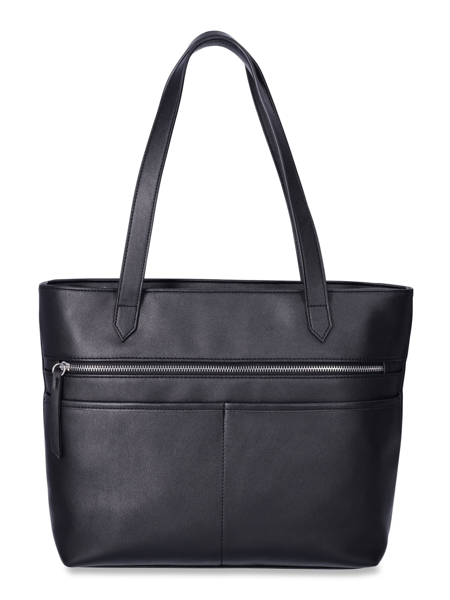 Time and Tru Women's Vale Tote Handbag, Black | Walmart (US)