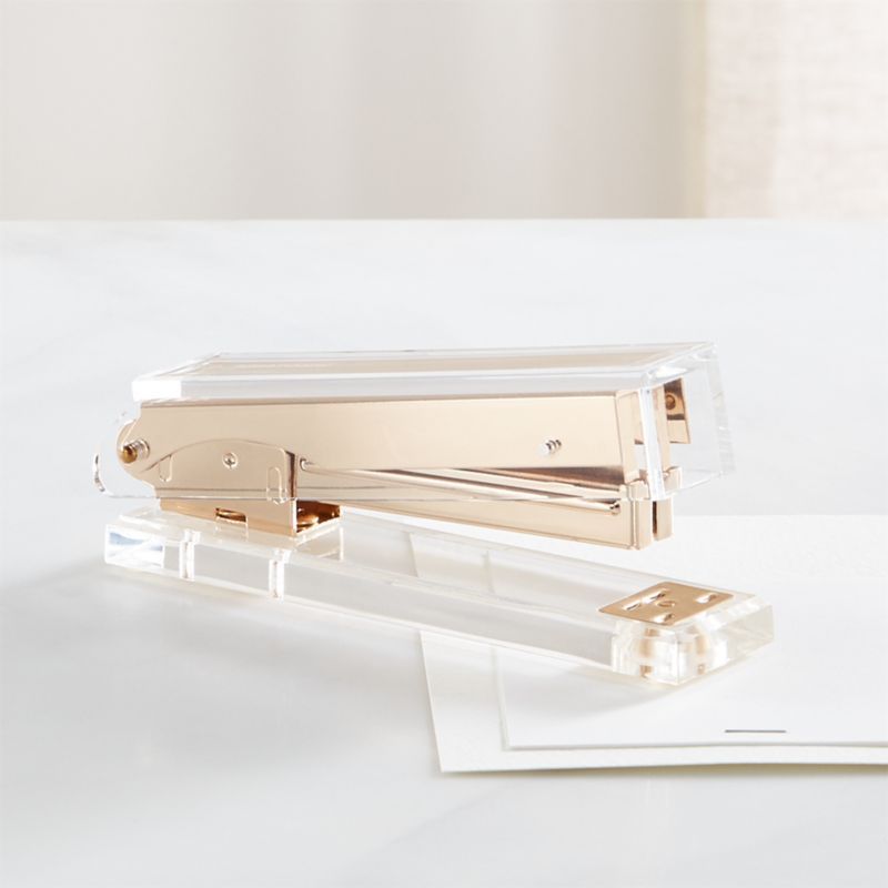 Russell + Hazel Gold and Acrylic Stapler + Reviews | Crate and Barrel | Crate & Barrel