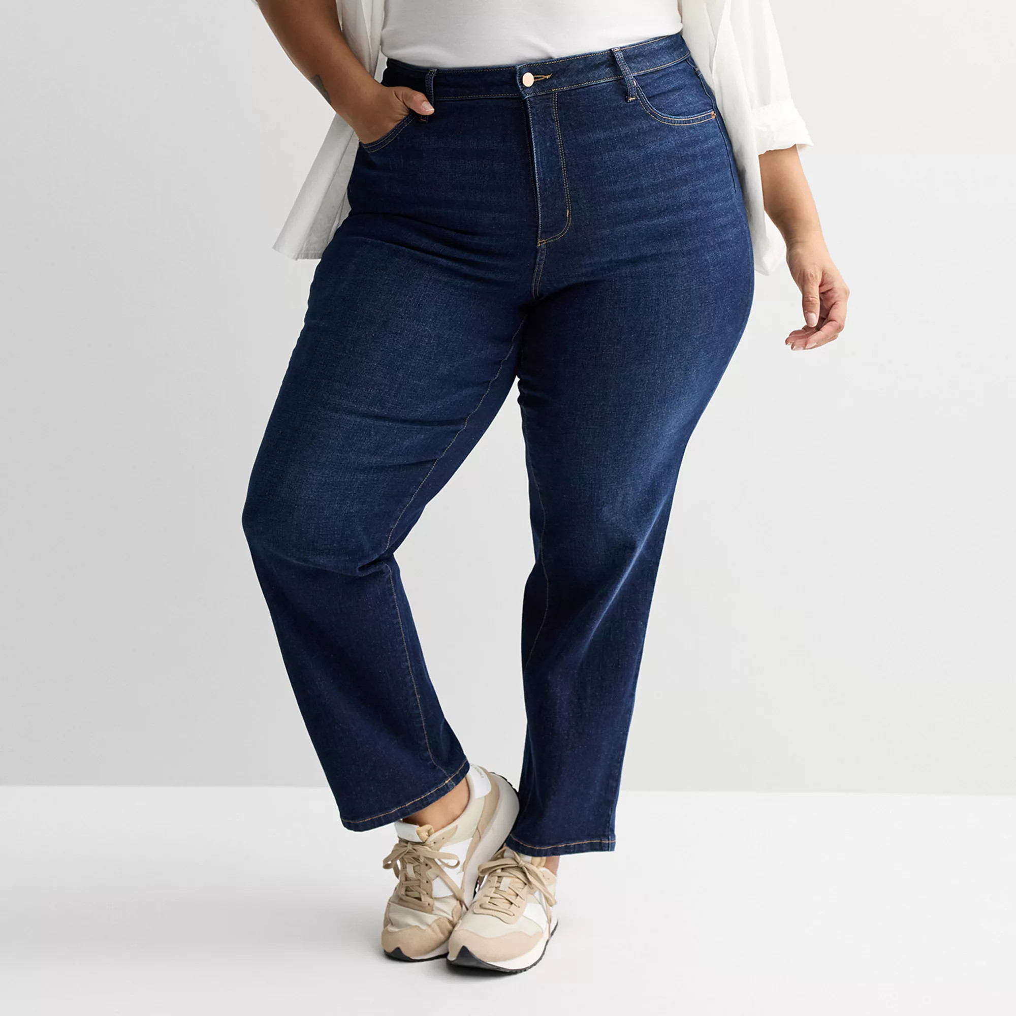 Plus Size Sonoma Goods For Life® High-Rise Straight Jeans | Kohl's