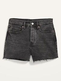 Higher High-Waisted Button-Fly Sky-Hi A-Line Black Cut-Off Jean Shorts for Women -- 3-inch inseam | Old Navy (US)