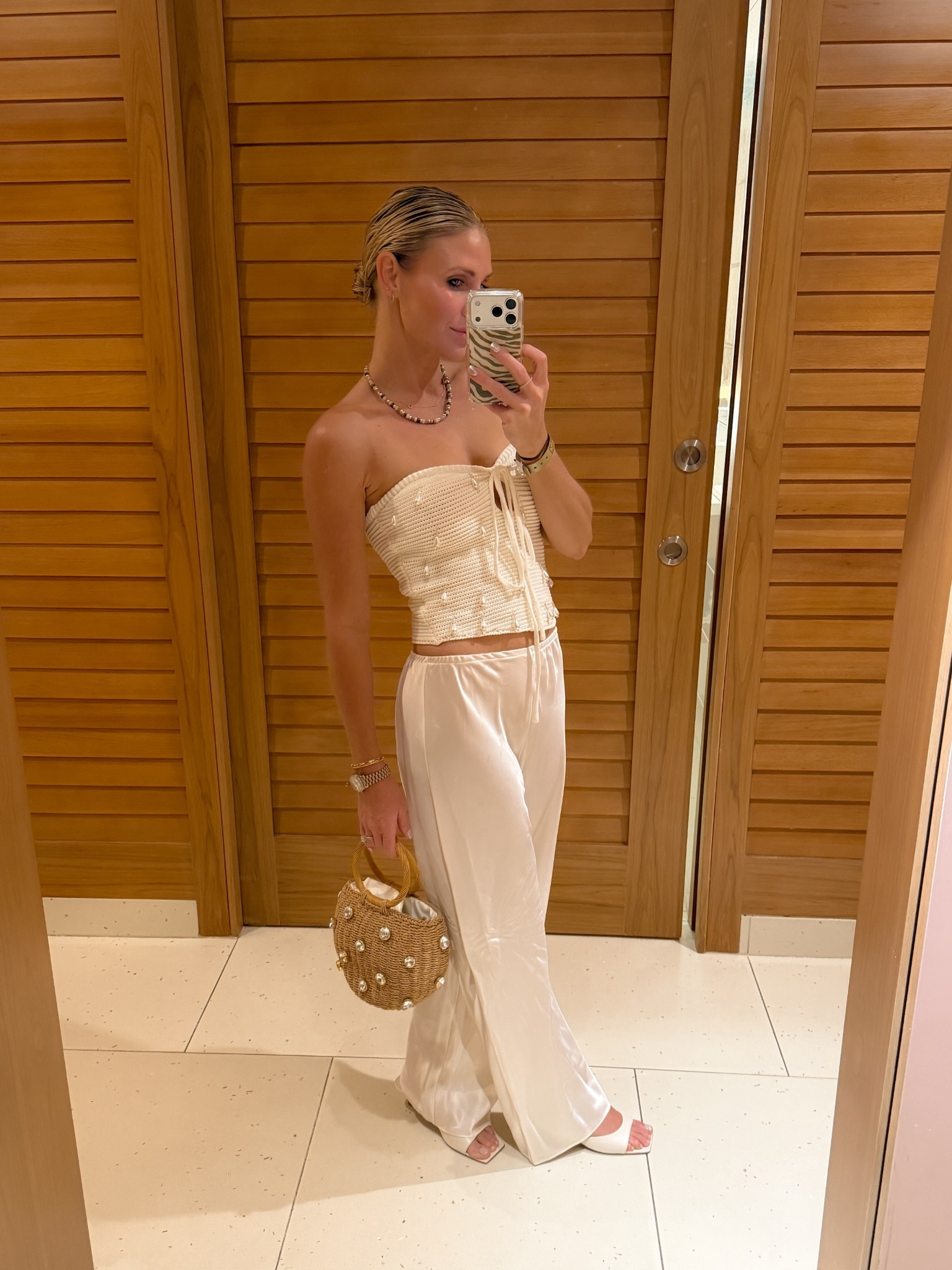 Meshki top perfect for a tropical beach vacation 🐚 wearing size small + favorite reformation satin pants  

#LTKootd #LTKSeasonal #LTKFindsUnder100