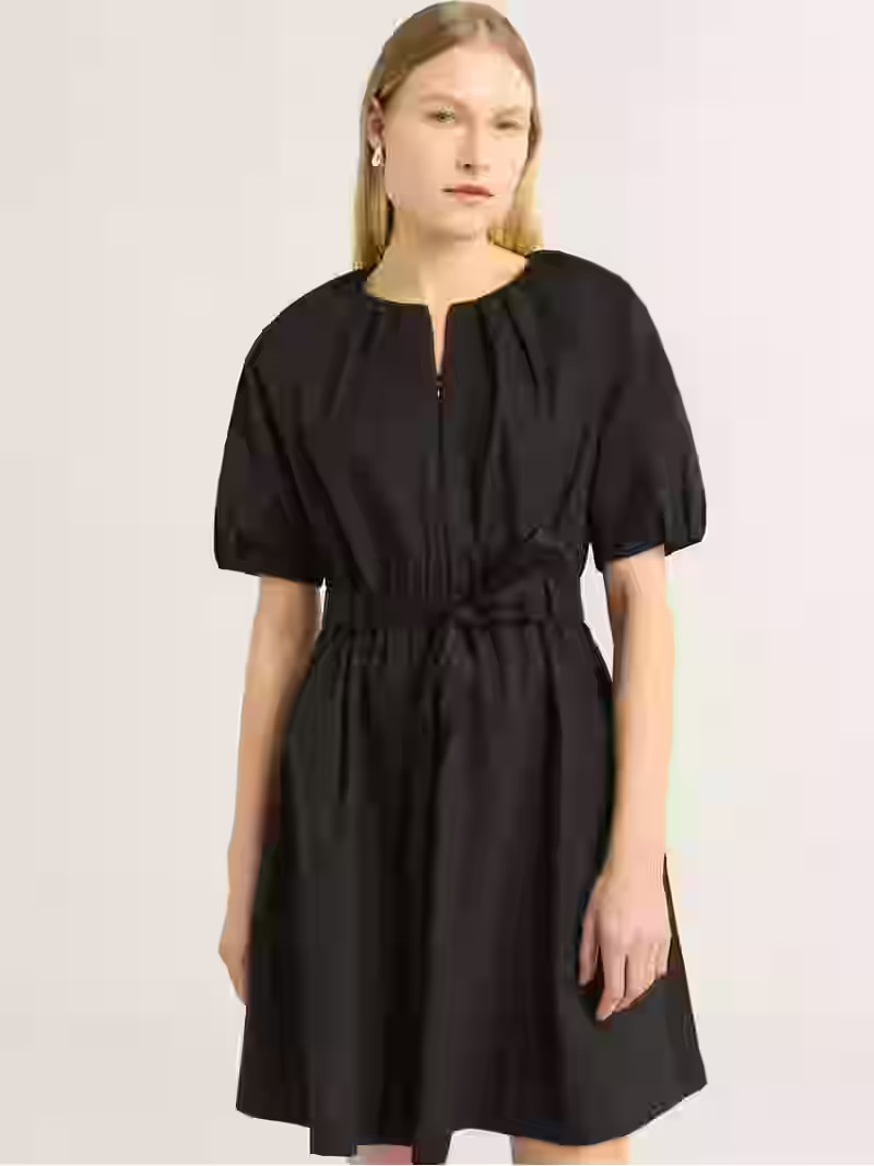 Scoop Women's and Women's Plus Belted Cotton Poplin Mini Dress with Puff Sleeves, Sizes XS-4X | Walmart (US)