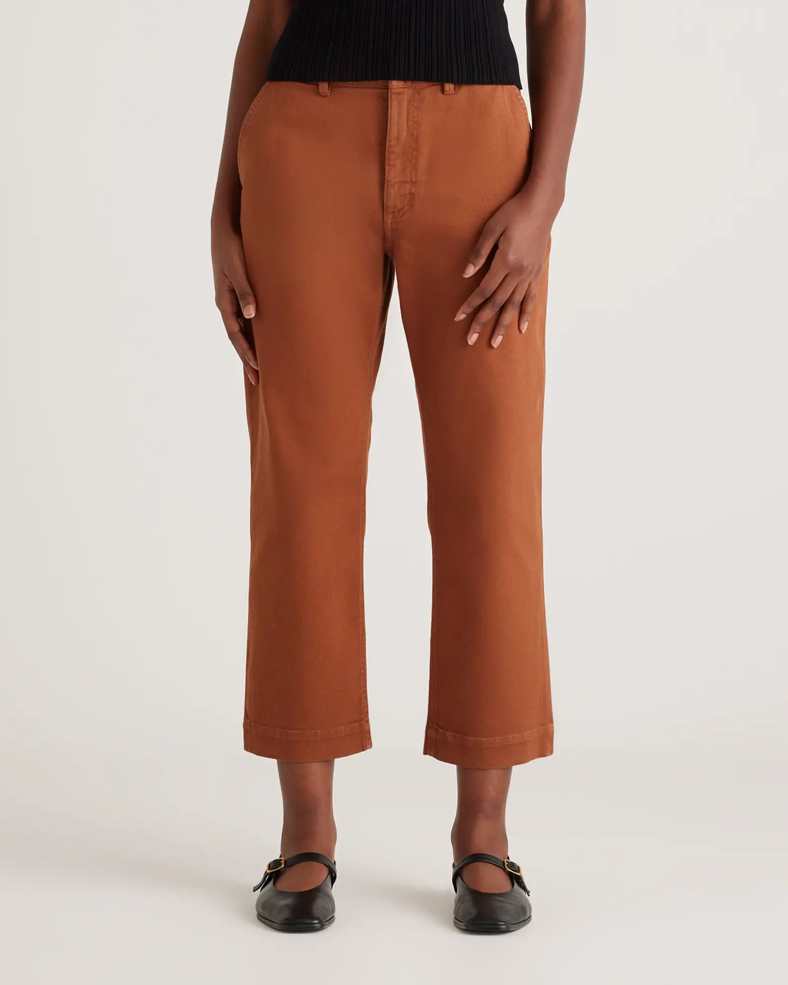 Organic Stretch Cotton Twill Straight Leg Cropped Pant | Quince