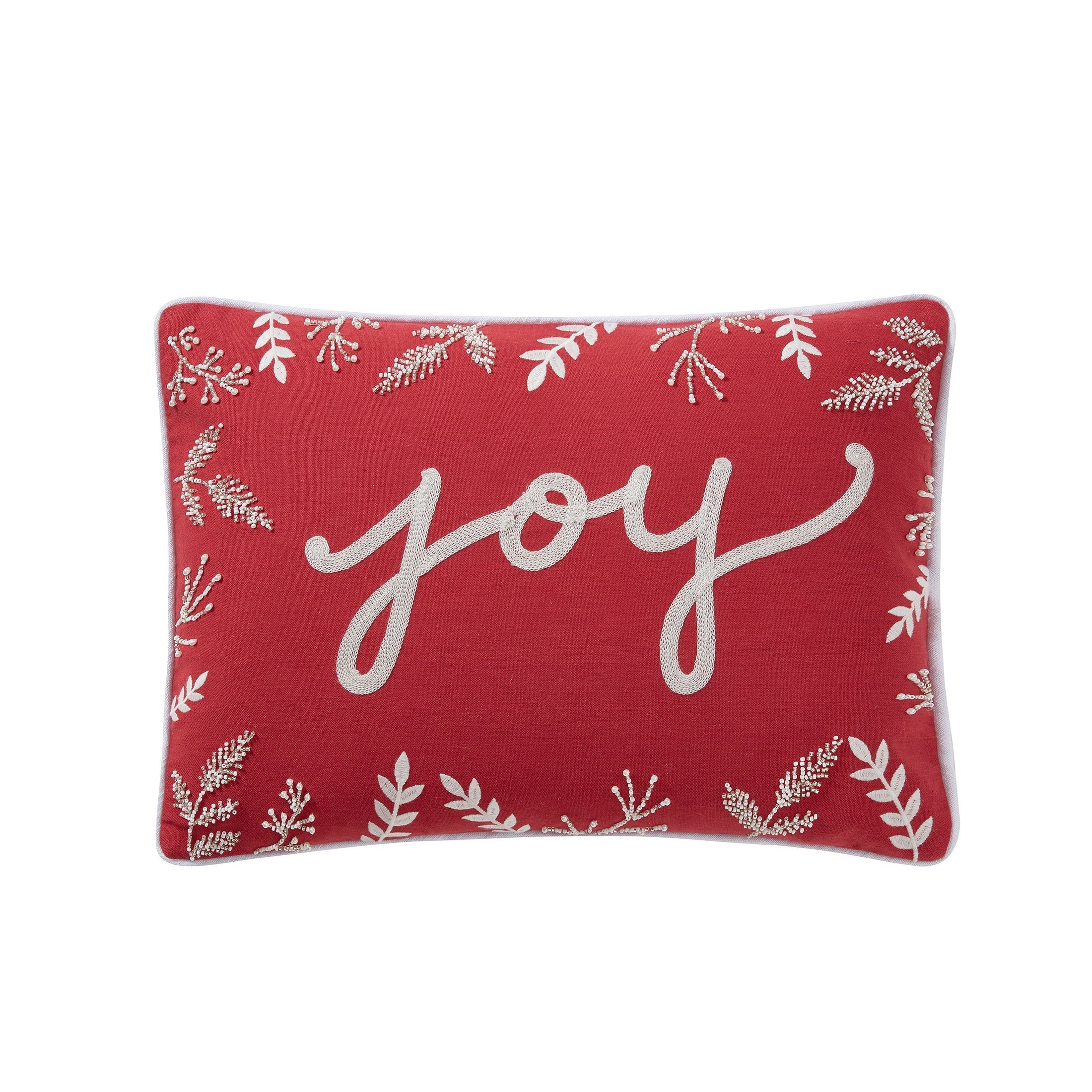 My Texas House Joy 14" x 20" Red Embroidered Cotton Decorative Pillow Cover | Walmart (US)