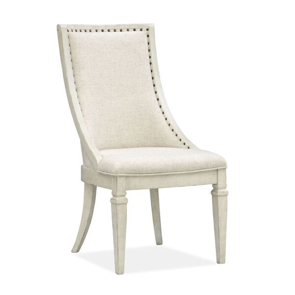 Newport White Dining Arm Chair with Upholstered Seat and Back | Bellacor