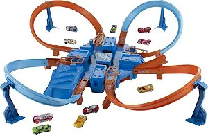 Hot Wheels Track Set with 1:64 Scale Toy Car, 4 Intersections for Crashing, Powered by a Motorize... | Amazon (US)