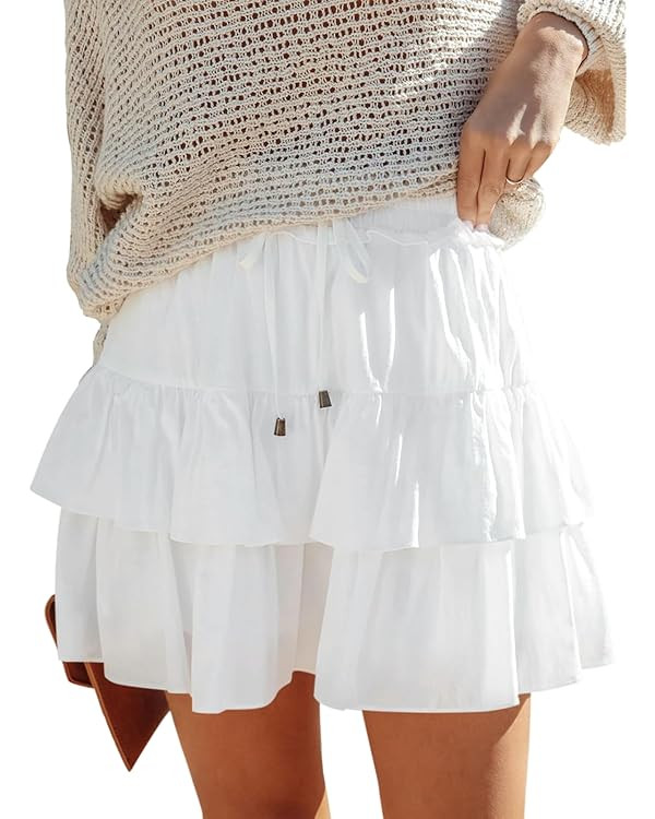Flowy Shorts for Women Boho Ruffled Tiered Skorts Casual High Waist Mini Skirts Tennis Golf Comfy... | Amazon (US)