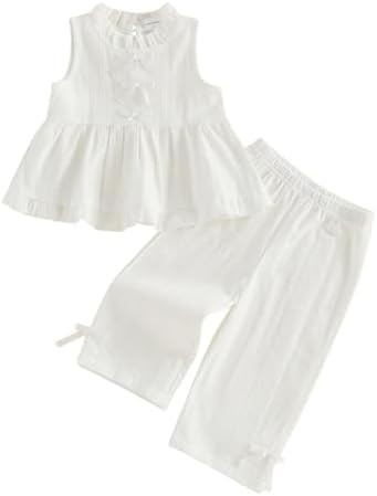 Socutebabe Toddler Baby Girl Summer Clothes Sleeveless Muslin Smocked Top Pants 6 9 12 18 Month 2... | Amazon (US)