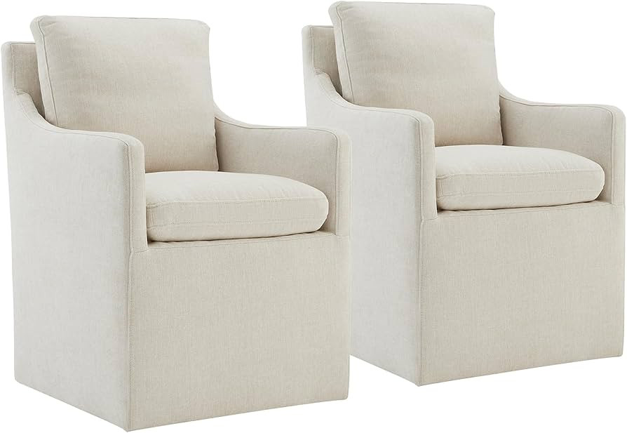 KISLOT Upholstered Dining Chairs with Casters No Assembly Modern Accent Armchair with Rollers for... | Amazon (US)