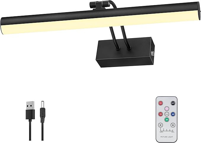 Wireless Picture Light , Remote Picture Light Dimmable and Timer,Battery Operated Wall Light with... | Amazon (US)
