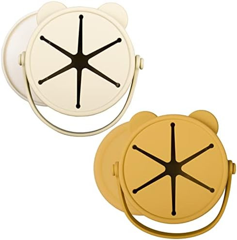 Snack Containers Cups for Toddlers, Silicone Snack Cup No Spill with Lid, Baby Snack Catcher 2 Pack  | Amazon (US)