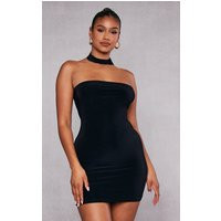 Black Slinky Choker Neck Detail Bodycon Dress | PrettyLittleThing CAN