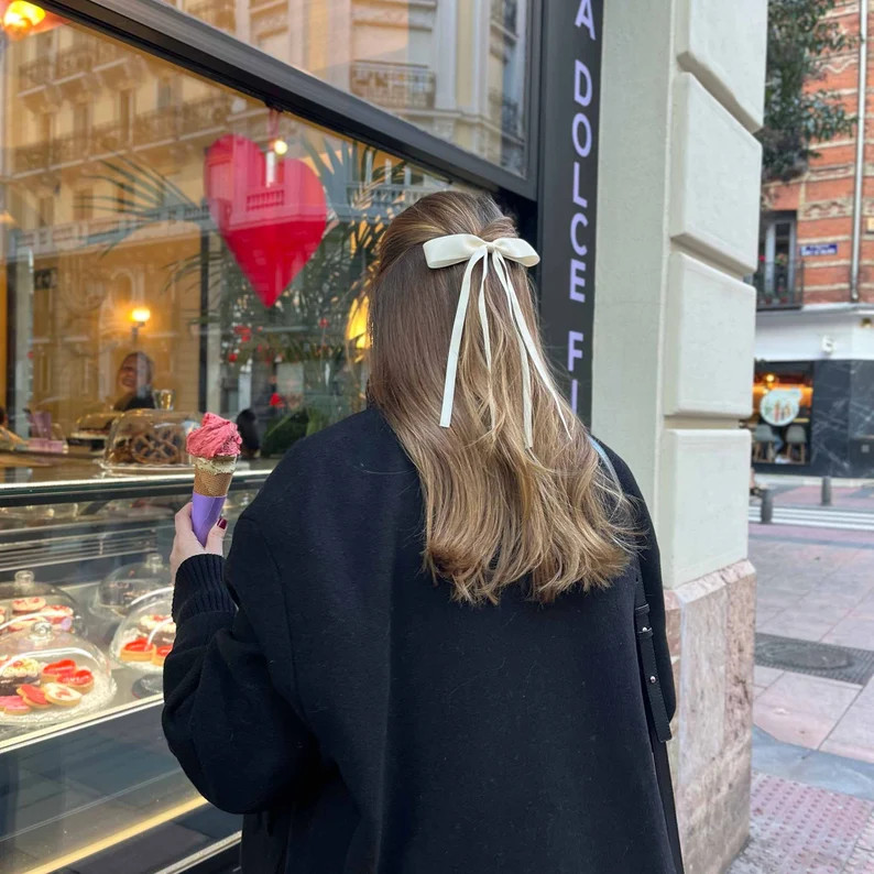 Black Bow Ribbon Hair Clip | Free Delivery | Soft and Cute Bow for the Hair | Thin Alligator Clip... | Etsy (US)