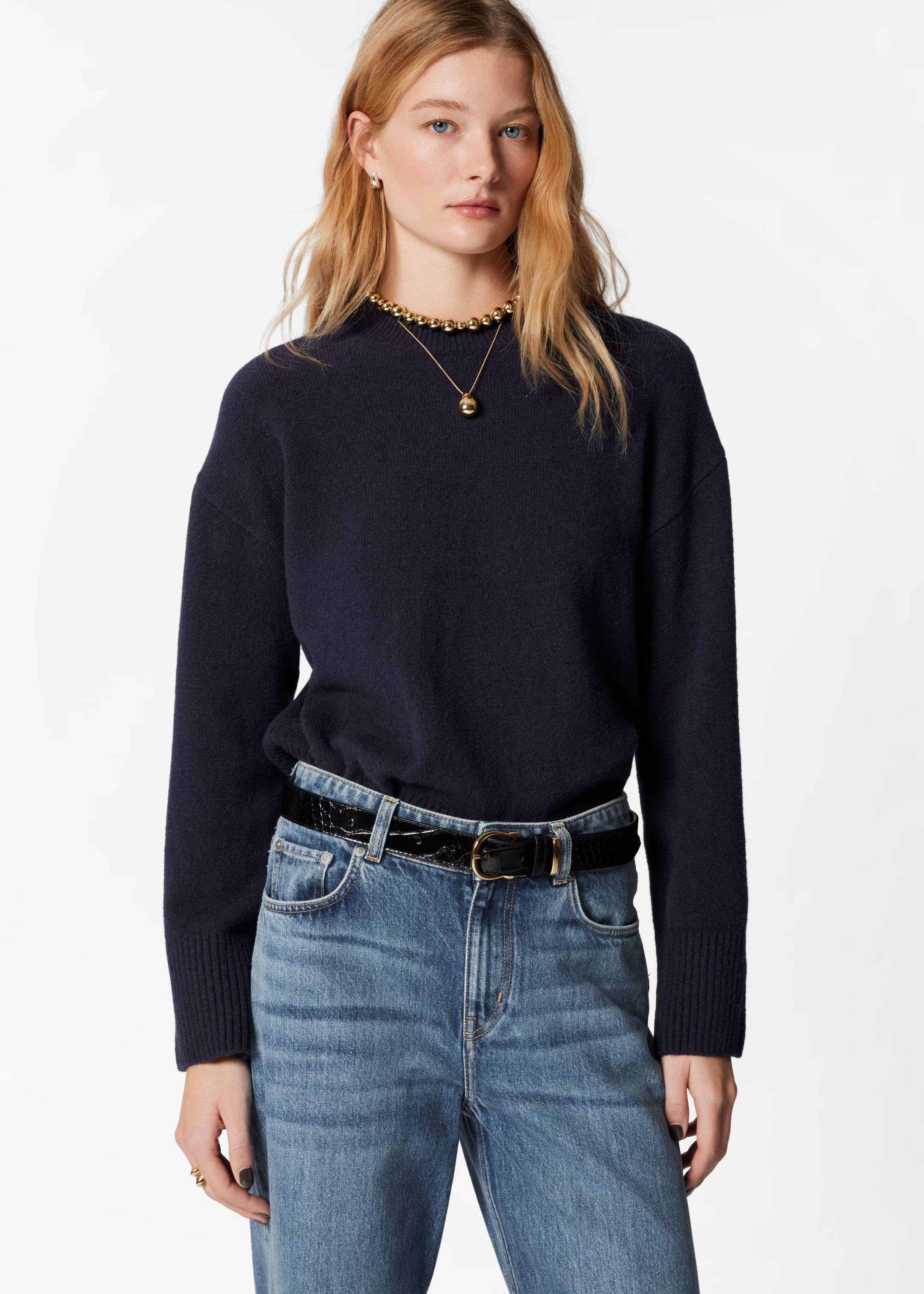 Relaxed Knit Jumper - Navy - Sweaters - & Other Stories GB | & Other Stories UK