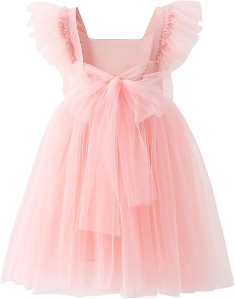 Tutu.kk Toddler Girls Vintage Party Dress Ruffled Sleeve A-Line Tulle Flower Girl Dresses for Wed... | Amazon (US)