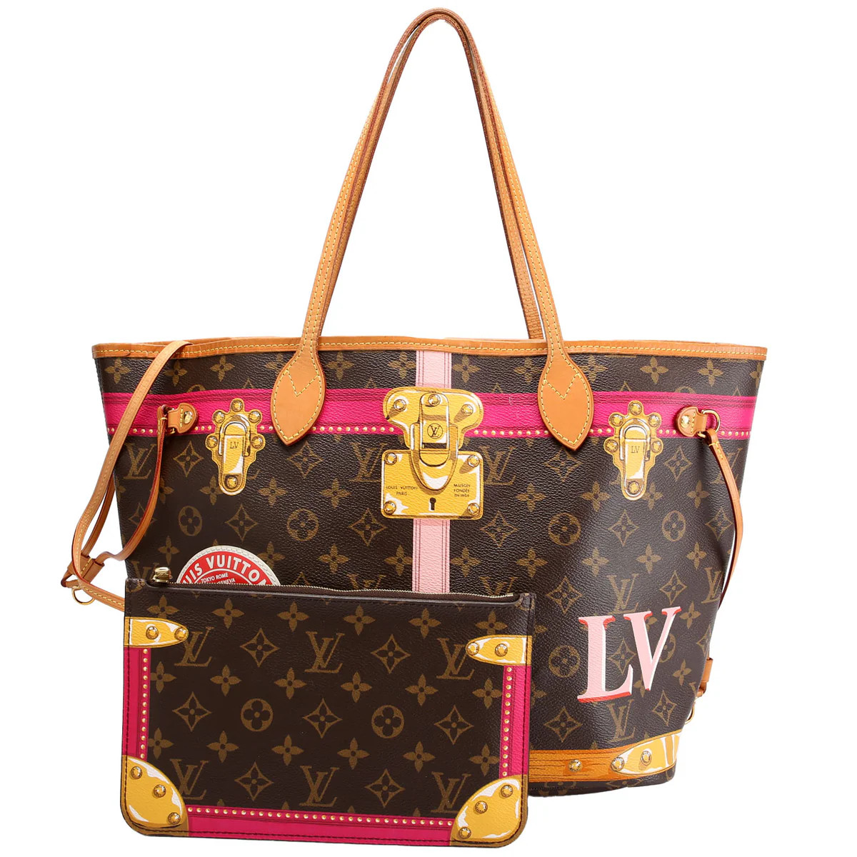 Neverfull With Wallet MM Summer Trunks Monogram | Keeks Designer Handbags