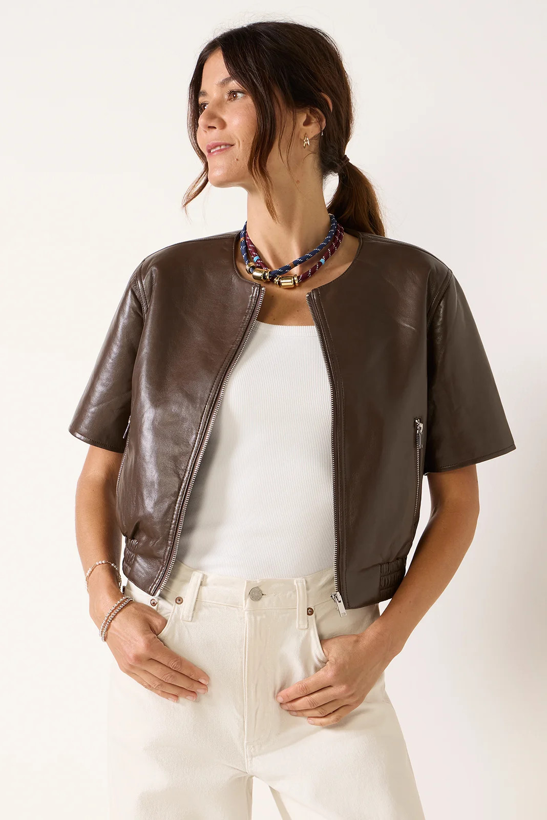 Billie Leather Bomber | Evereve
