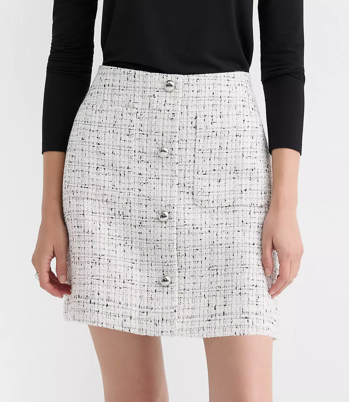 Petite Tweed Mini Patch Pocket Skirt | LOFT