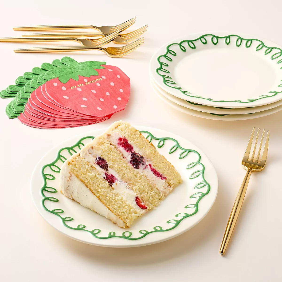 4pc Ceramic Dessert Plates Cream/Green - kate spade new york x Target | Target