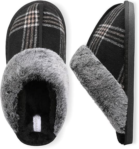 Besroad Mens Slippers Memory Foam House Slippers Warm Fuzzy Bedroom Slide House Shoes Indoor Outd... | Amazon (US)