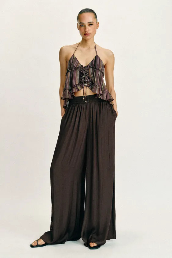 FLOWY WIDE LEG PANTS | Zara US