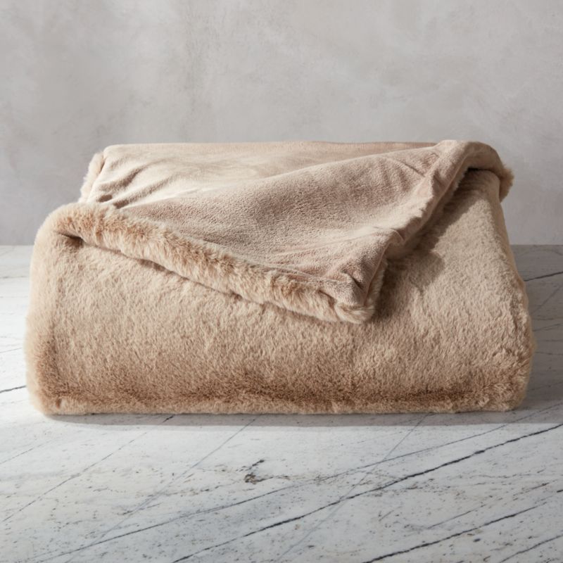 Faux Fur Taupe Throw + Reviews | CB2 | CB2