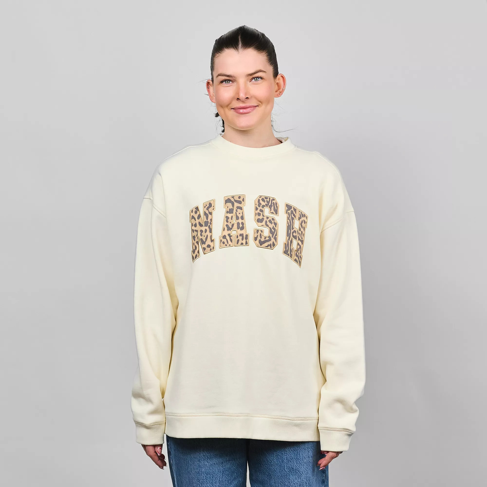 Nash Women's Nashville Cream Leopard Classic Crewneck Sweatshirt, XL, White | DICK'S Sporting Goods
