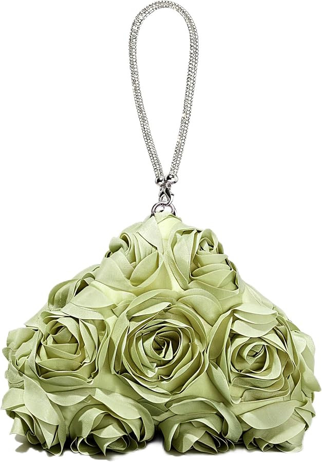 Coucoland Clutch Purses for Women, Rose Flower Evening Handbag with Rhinestone Handle Wristlet Pu... | Amazon (US)