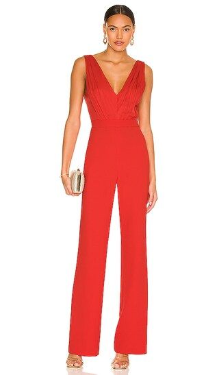 Gale Deep V-Neck Jumpsuit in Bright Poppy | Revolve Clothing (Global)