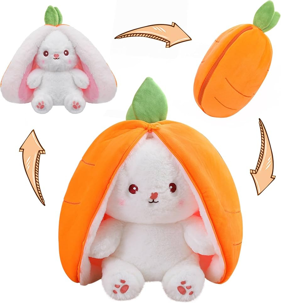 MIAODAM Reversible Carrot Bunny Stuffed Animal, Carrot Rabbit Ears Zip Plush Stuffed, Fruit Bunny... | Amazon (US)