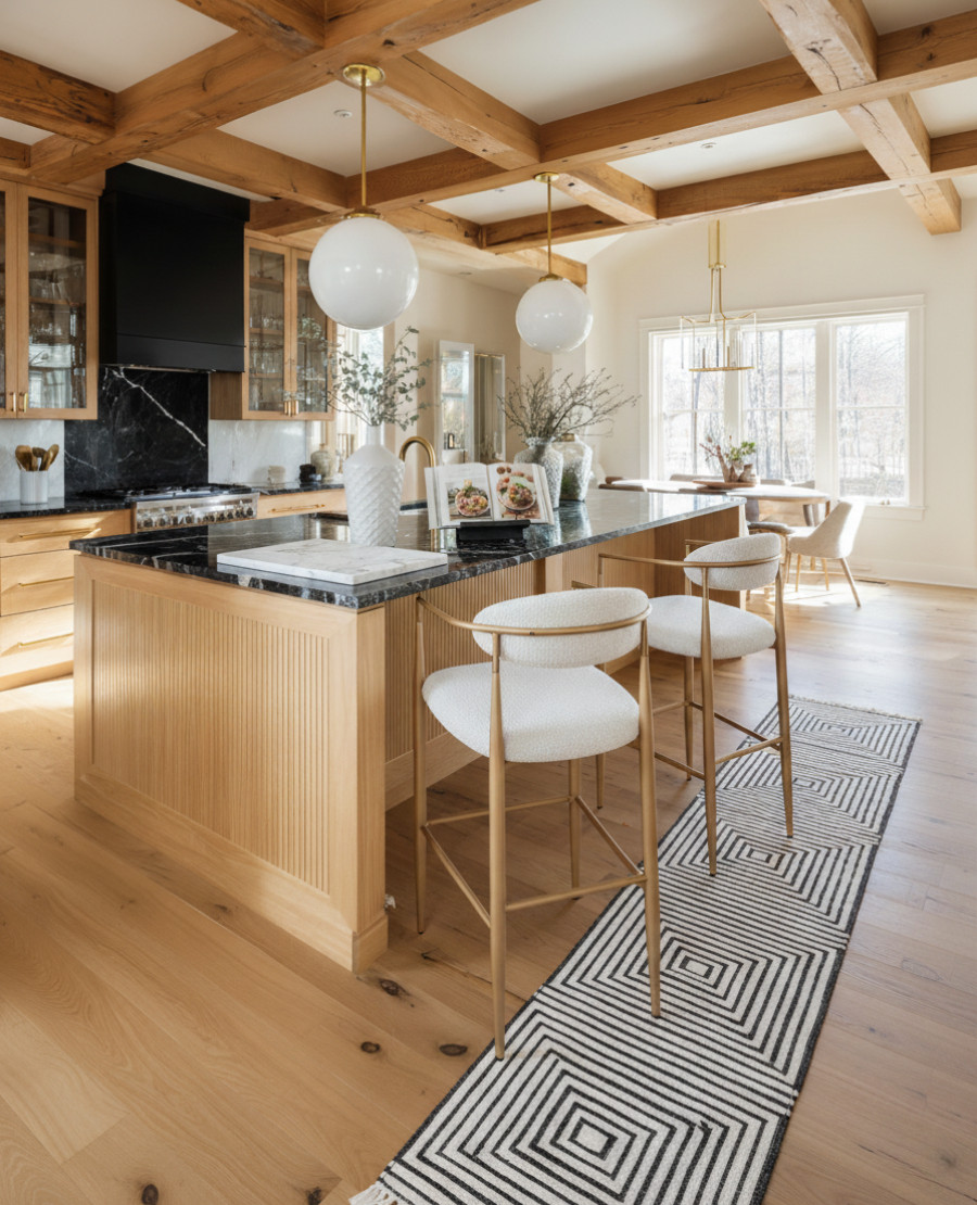 Check out our kitchen design with these gorgeous light oak bar stools with white textured fabric. This black checkered runner rug was perfect to pair with the black element in this kitchen. To add alittle elegance, we added white glossy globe pendant lights to brighten up the space. The white textured vase, and white marble cutting board also help lighten up the space. A perfect space for cooking with a recipe holder.  

Black Friday 

 #LTKStyleTip

#LTKCyberWeek #LTKSaleAlert #LTKHome