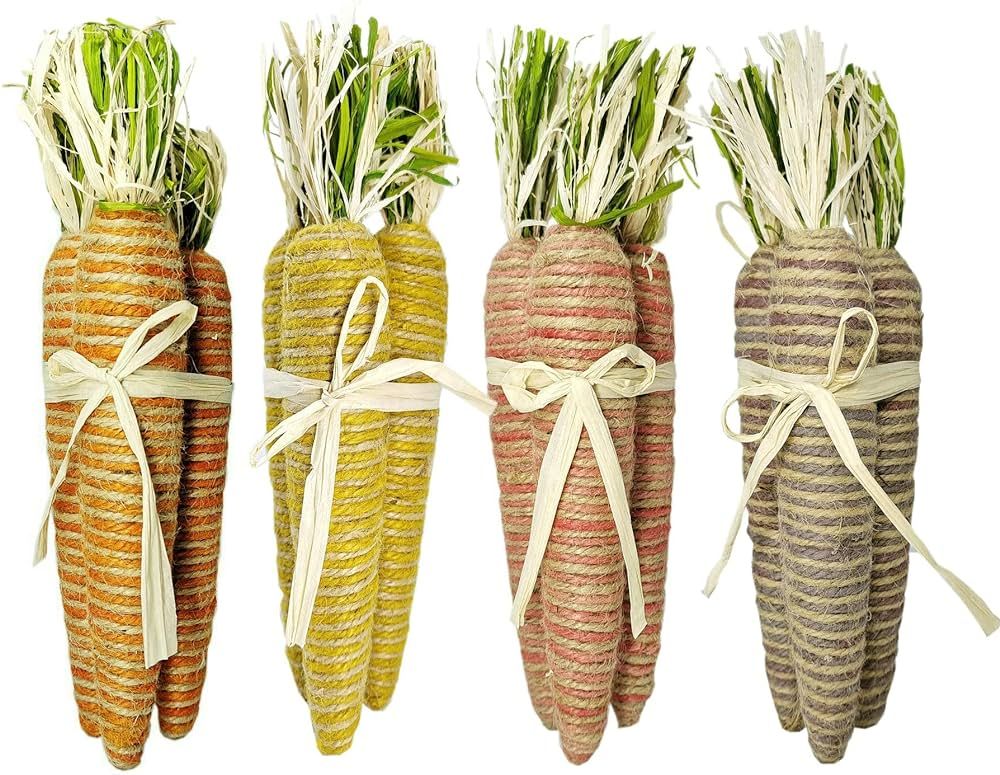 Nature Vibe 11 Inches Sisal Carrot Easter Decor,12 Pack Multicolor Carrot Decor w Raffia Bow for ... | Amazon (US)