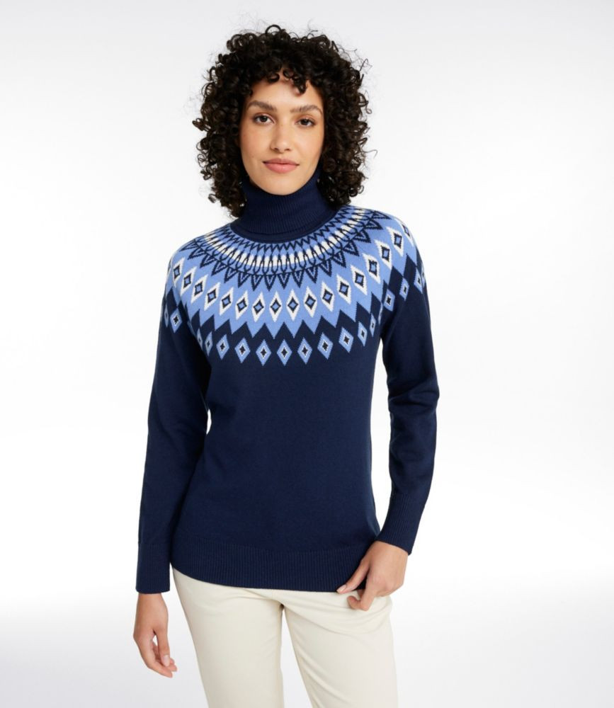Women's Cotton/Cashmere Sweater, Turtleneck Fair Isle | L.L. Bean