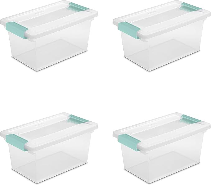 Sterilite Medium Clip Storage Box, Clear (pack of 4) | Amazon (US)