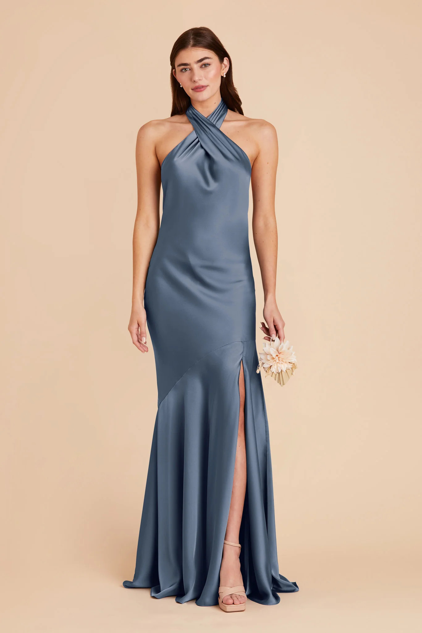 French Blue Bridesmaid Dress Matte Satin Size Medium Birdy Grey Stephanie | Birdy Grey