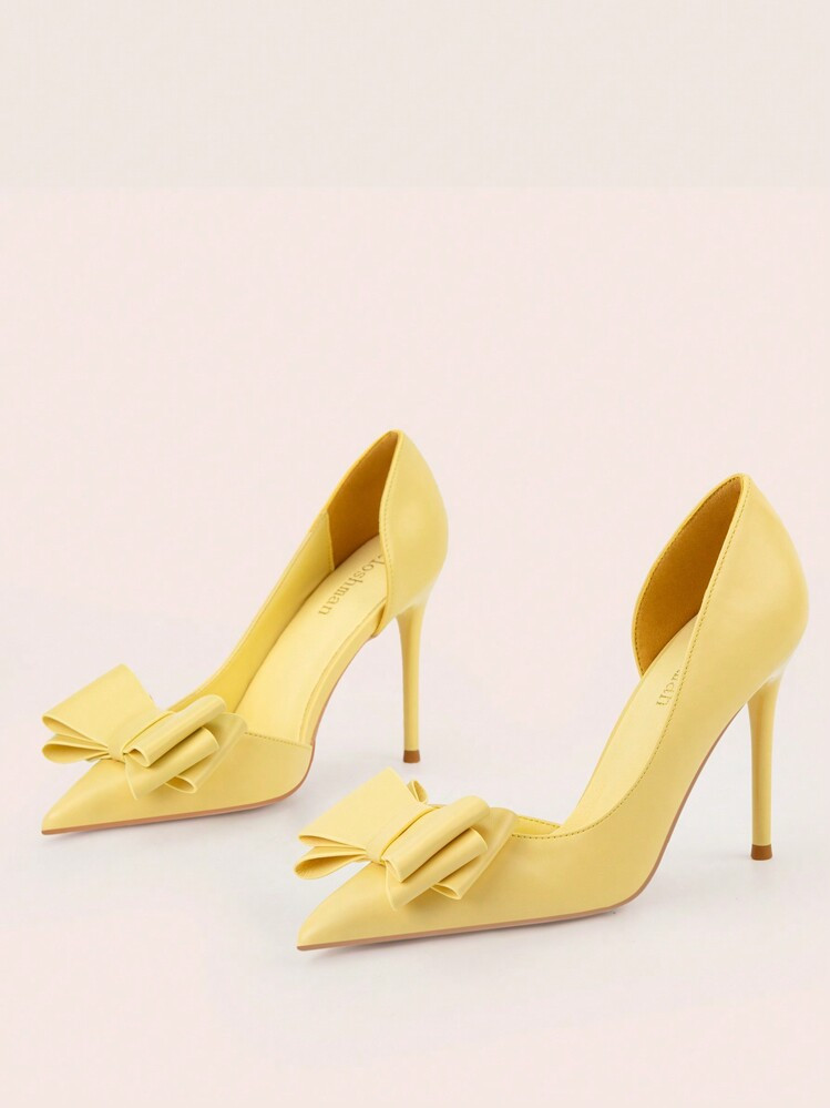 Fall/Winter Fashionable Simple Sexy Thin Heels Pointed Toe Stiletto High-Heel Shoes With Bowknot And Hollow Out Design For Women,Elegant,Party | SHEIN