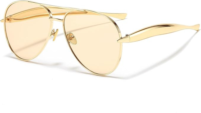 AIEYEZO Gold Aviator Sunglasses for Women Men Oversized Thick Frame Sun Glasses Fashion Retro Sar... | Amazon (US)