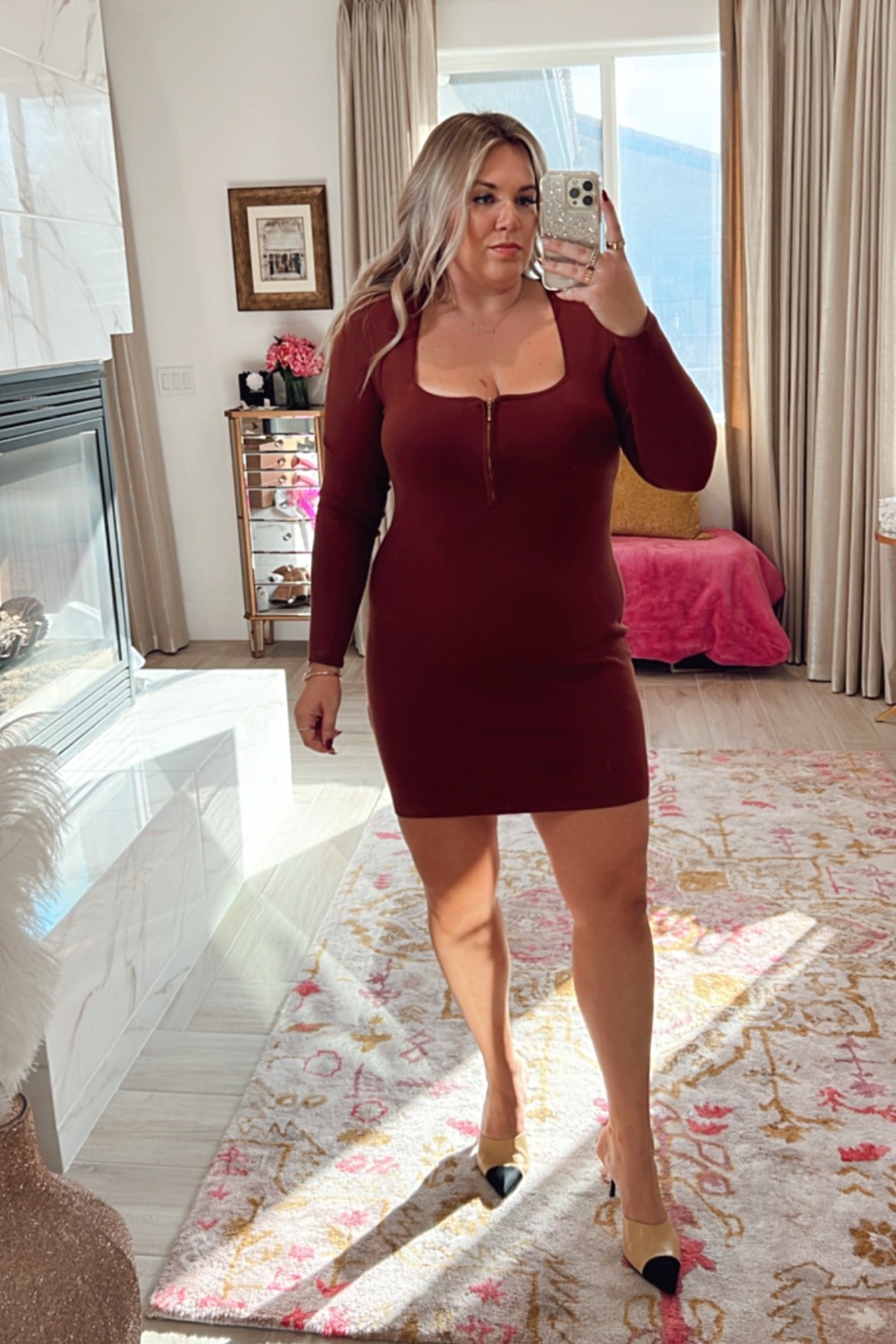 curvy fall outfit! wearing size xl in body-hugging brick red sweater dress! 

#LTKunder100 #LTKSeasonal #LTKcurves