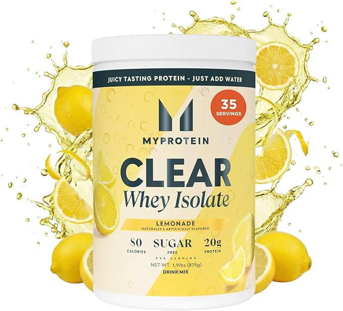 Myprotein Clear Whey Isolate Protein Powder, 35 Servings (1.9lbs) Lemonade, 20g Protein per Servi... | Amazon (US)