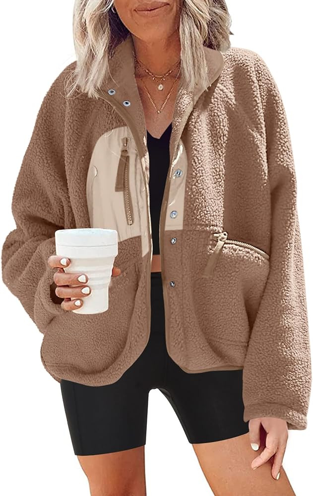 Nirovien Womens Fuzzy Fleece Jacket Button Down Sherpa Coats Casual Winter Warm Outwear with Pock... | Amazon (US)